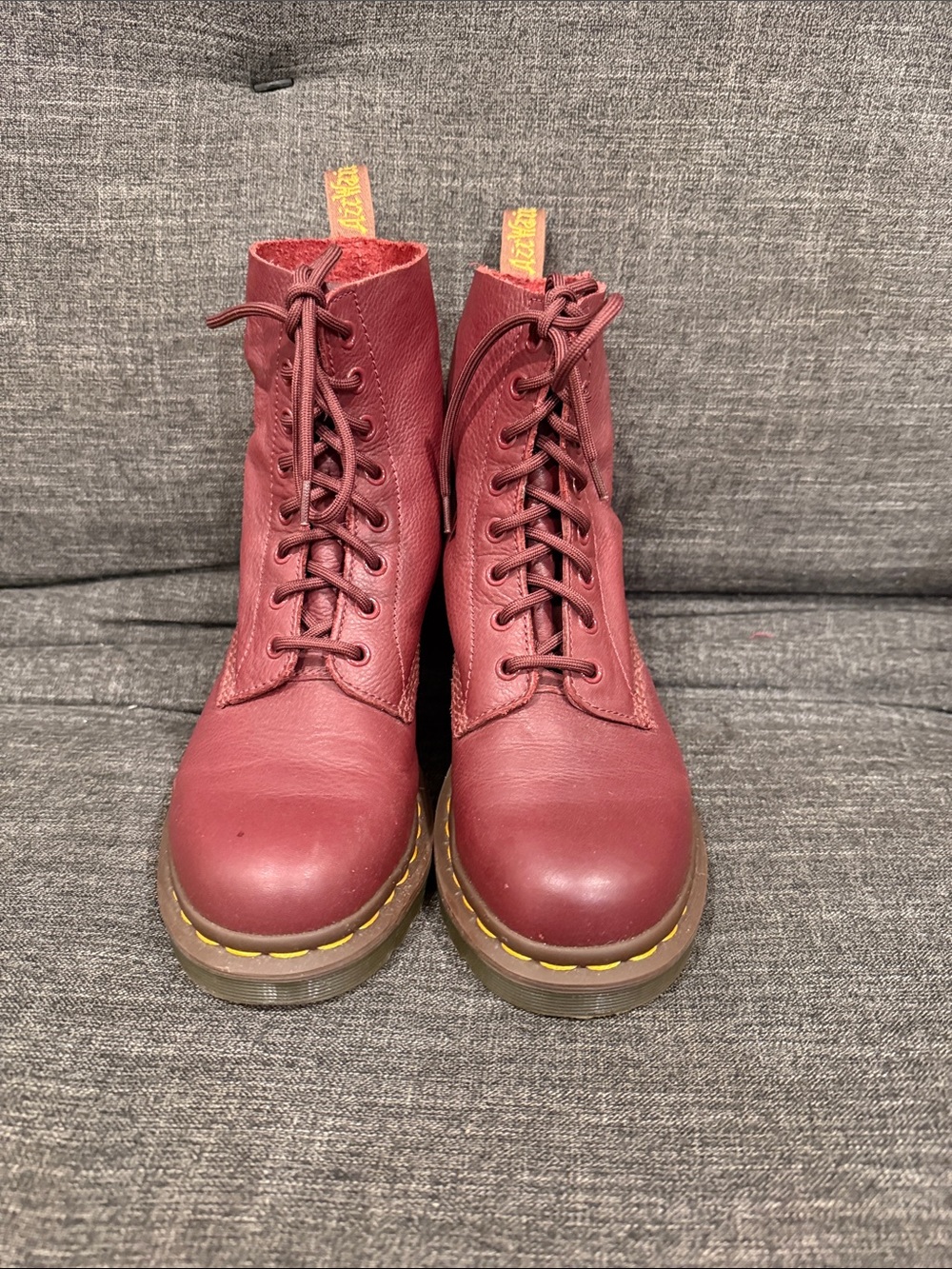 Dr. Martens Women's Burgundy Lace-Up Leather Boots
